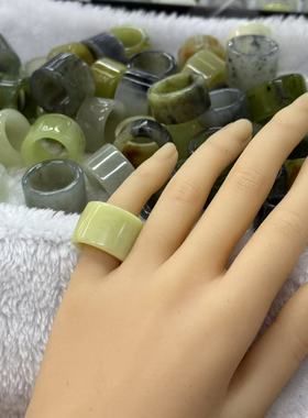 岫玉宽戒直切戒指男女扳指