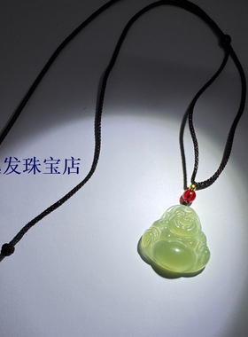 女戴佛】天然高冰玉石雕笑口大肚弥勒佛颈饰 仿古玉佩 现货随机发