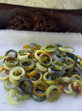 戒指12.12清货保真岫玉花玉男女指环跑环合集一物一图可盘可养瑕1