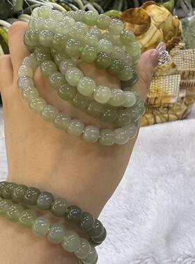天然和田玉手串渐变色浅晴水