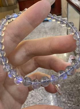 新年礼物天然灰色月光石手链