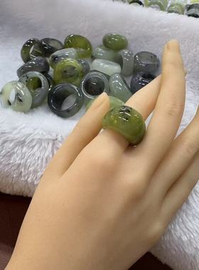 中秋特惠岫玉个性复古额头戒指