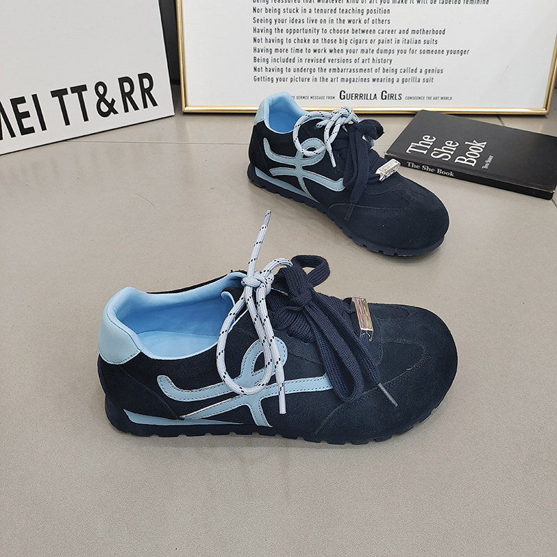 TTRR正品德训鞋磨砂皮拼接平底韩版女鞋2026春款绑带休闲学院百搭,淘宝优惠券,粉丝福利购,淘宝优惠卷