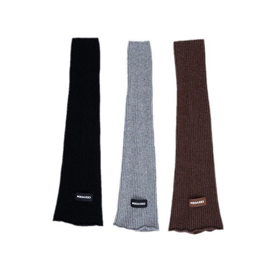 秋冬新款纯色字母布标过膝腿套时尚简约针织羊毛喇叭口卷边袜套,淘宝优惠券,粉丝福利购,淘宝优惠卷