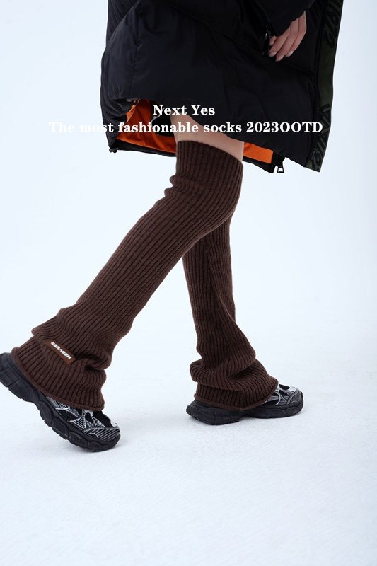 秋冬新款纯色字母布标过膝腿套时尚简约针织羊毛喇叭口卷边袜套,淘宝优惠券,粉丝福利购,淘宝优惠卷