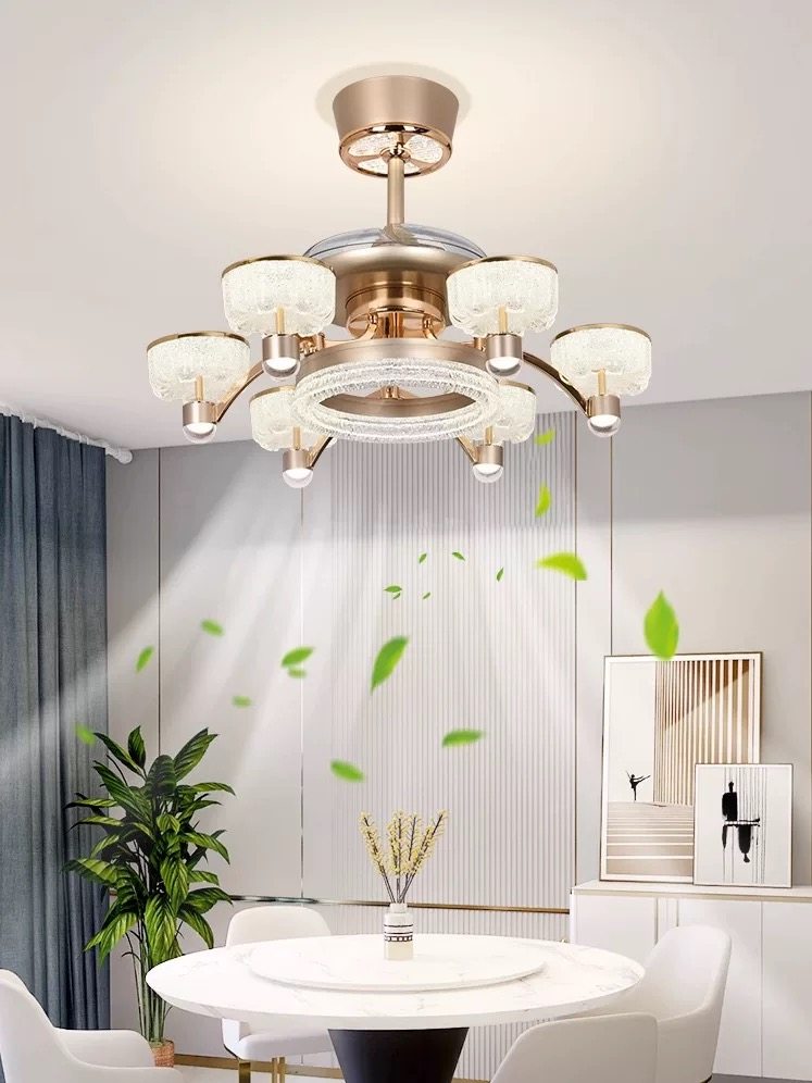 新款轻奢北欧客厅风扇灯卧室静音大风力语音LED隐形吊扇灯餐厅灯,淘宝优惠券,粉丝福利购,淘宝优惠卷