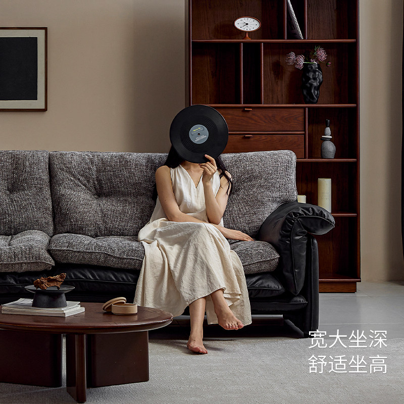 grado格度|三明治沙发中古风客厅皮布沙发多功能坐靠包直排沙发,淘宝优惠券,粉丝福利购,淘宝优惠卷