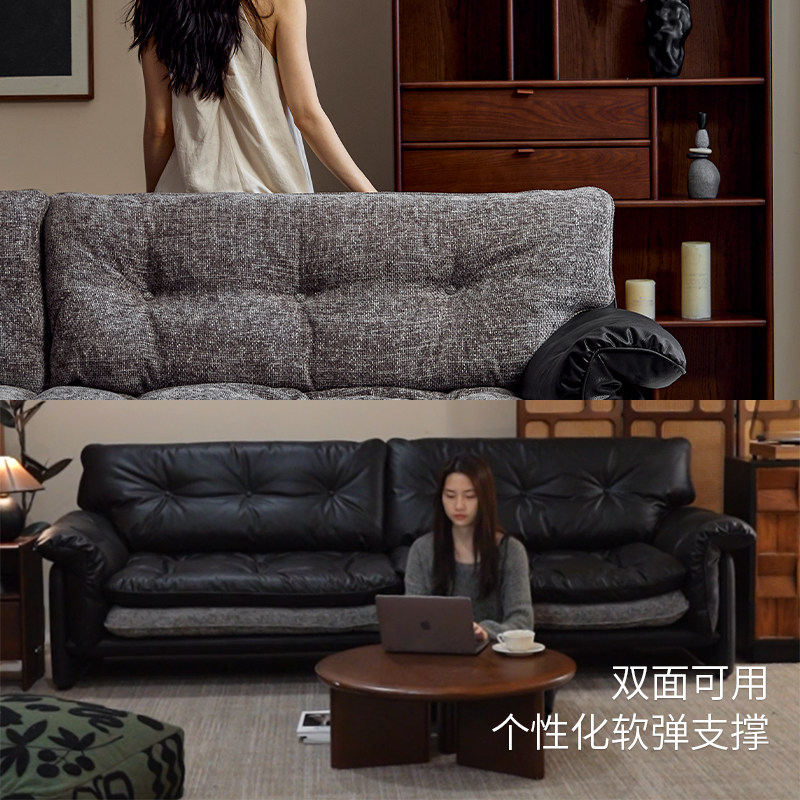 grado格度|三明治沙发中古风客厅皮布沙发多功能坐靠包直排沙发,淘宝优惠券,粉丝福利购,淘宝优惠卷