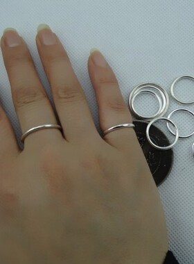 包邮正品素银99纯银圆圈足银对戒