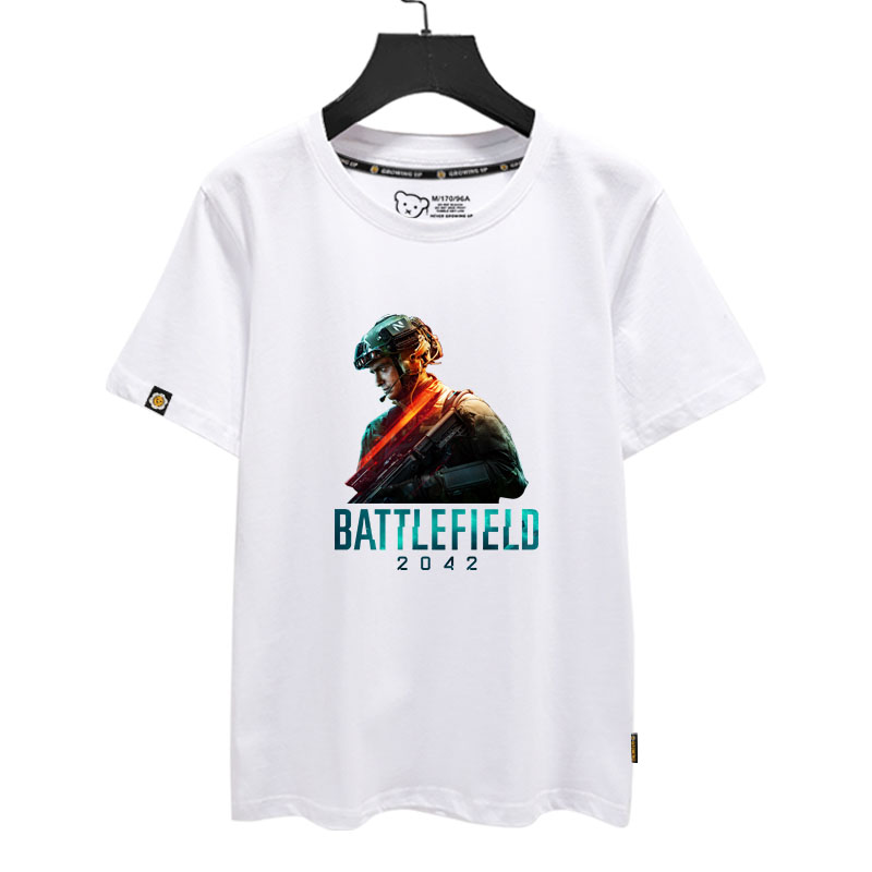 战地风云2042战地风云Battlefield短袖T恤衫男女学生纯棉半袖衣服