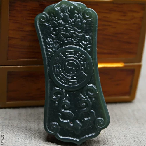 Двусторонная природная руда из нефрита, сине-белый защитный амулет, подвеска