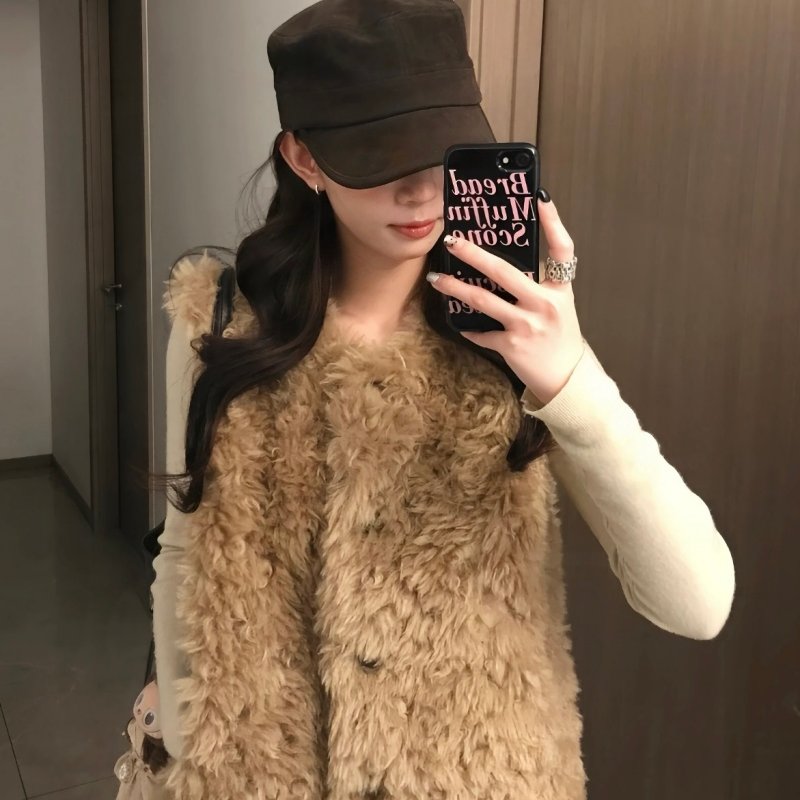 滕姐同款！@欧尼马甲 秋冬保暖柔软毛绒绒皮毛一体羊羔毛马甲外套,淘宝优惠券,粉丝福利购,淘宝优惠卷