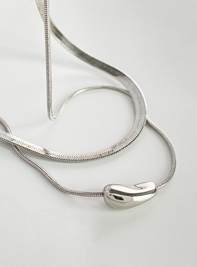 2024新款双层叠戴高品质铜镀18k金锁骨链轻奢个性小众设计蛇骨链