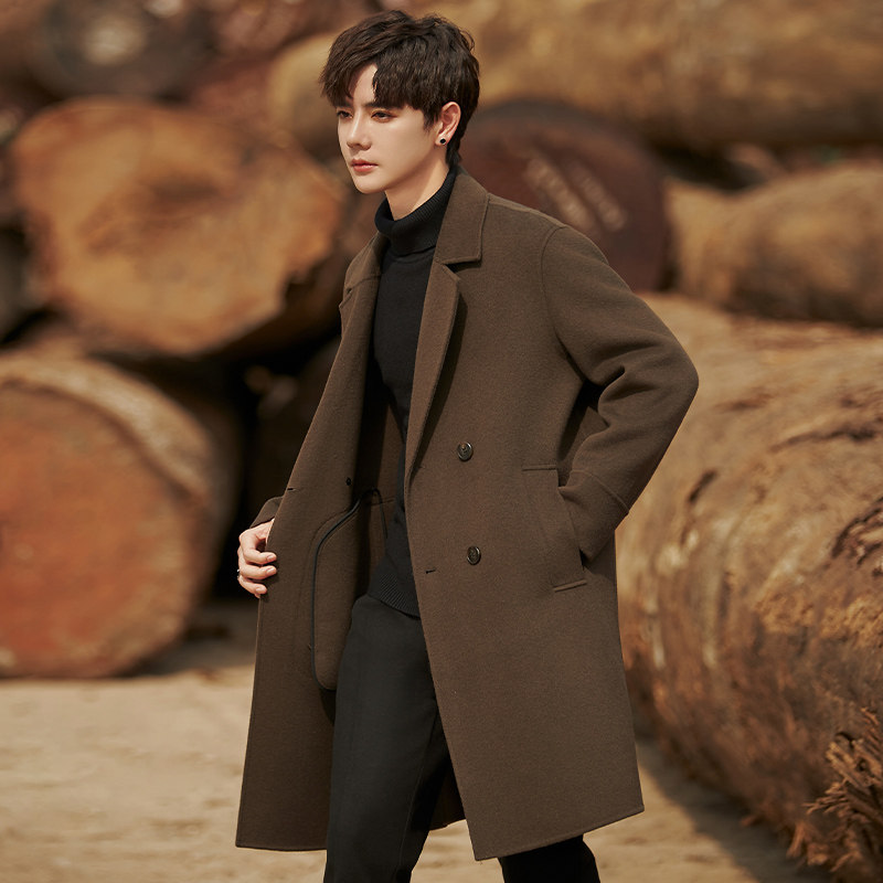 毛呢大衣男士中长款韩版羊毛呢子风衣高端双面呢外套男款秋冬加厚,淘宝优惠券,粉丝福利购,淘宝优惠卷