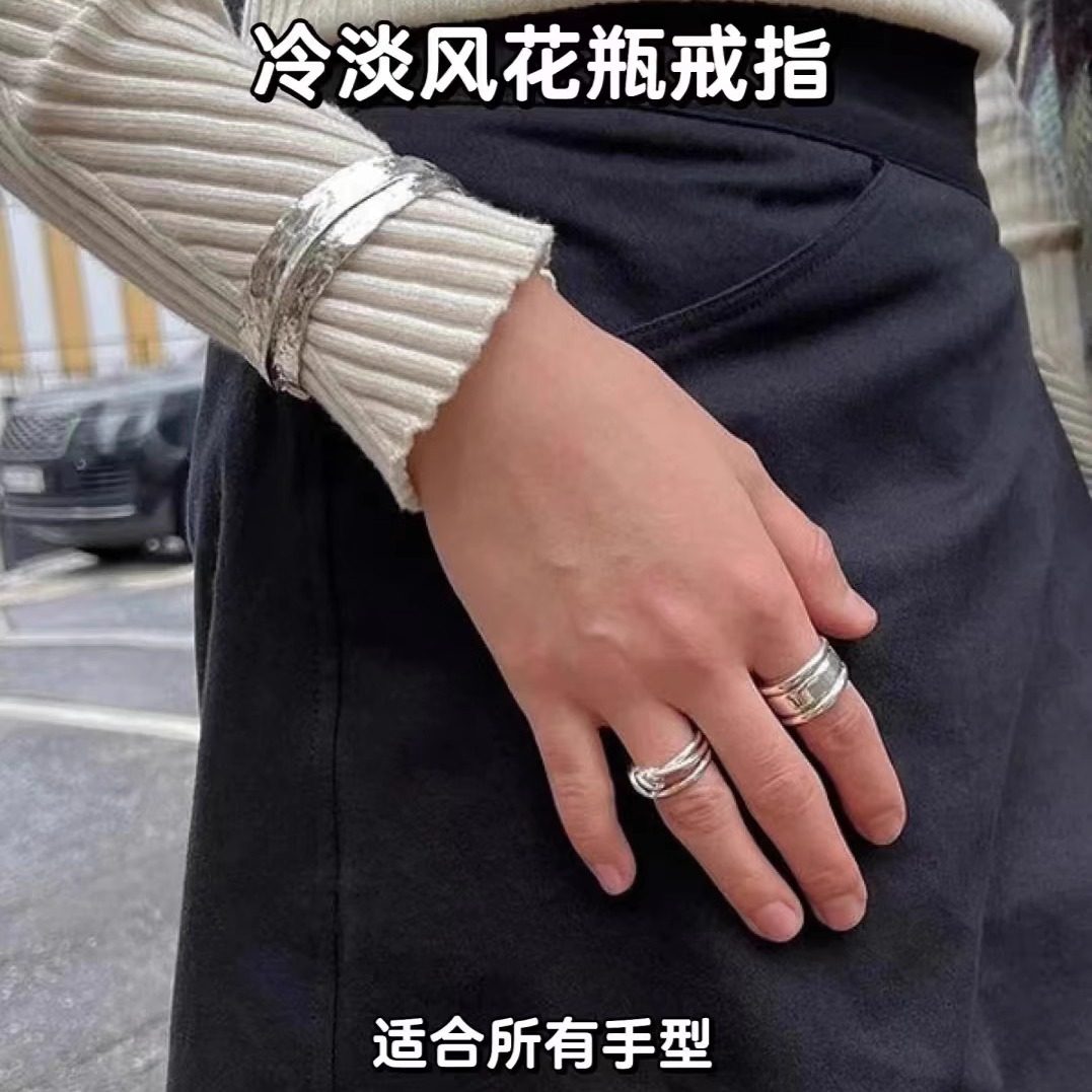 韩国博主Fever同款S925纯银coldframe宽版花瓶戒指简约高级食指戒,淘宝优惠券,粉丝福利购,淘宝优惠卷