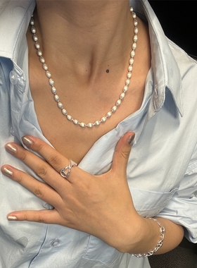 磨砂拉丝小众设计锁骨链925纯银