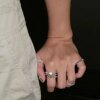 ITS MINE all-over S925 sterling silver Korean niche design minimalist cold style irregular thread stacking ring