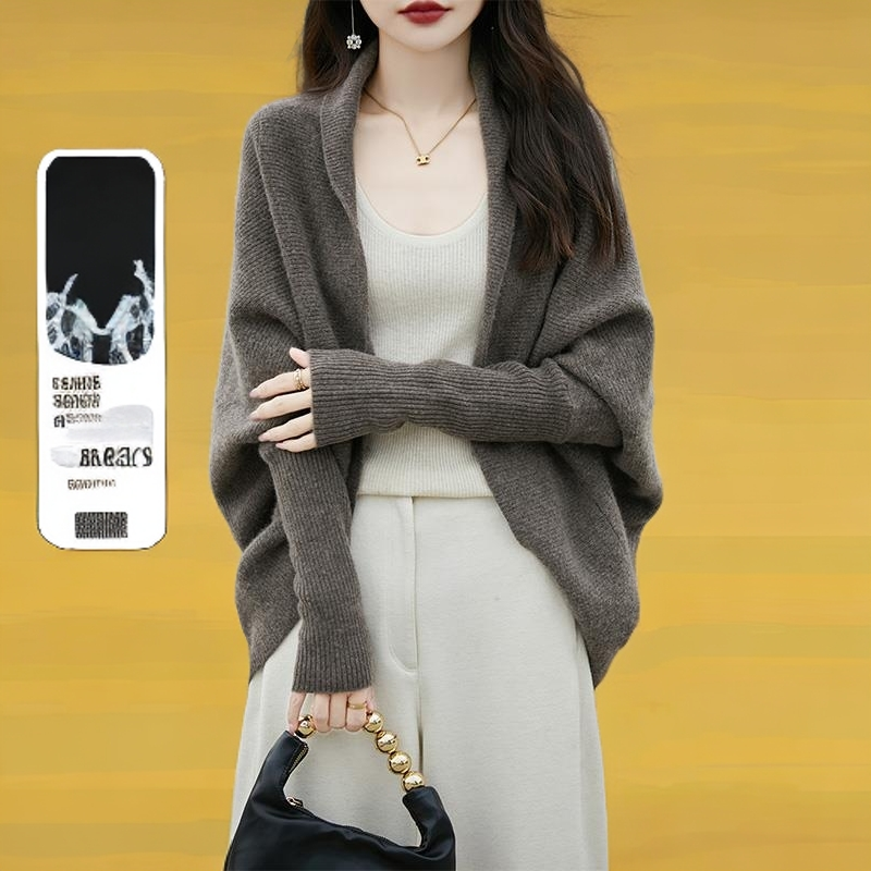 气质外搭羊毛蝙蝠袖开衫女宽松慵懒斗篷秋冬针织毛衣外套披肩上衣,淘宝优惠券,粉丝福利购,淘宝优惠卷