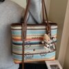 Super popular rainbow woven bag women's 2026 new women's bag commuting versatile single shoulder large capacity straw tote bag