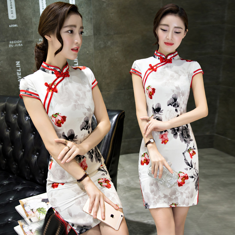 旗袍夏季女短款2025年新款性感时尚年轻款少女改良连衣裙多色大码 - 图2