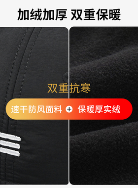 加绒加厚棒球帽男冬天防寒保暖