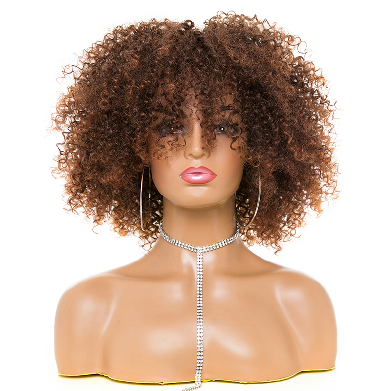 非洲卷发黑人假发蓬松爆炸头刘海头套Afro kinky curly hair wigs - 图3