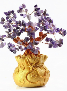 客厅水晶招财树摆件摇钱树新中式