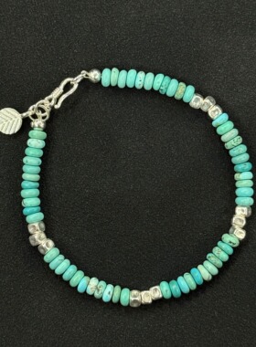 日本进口绿松石S925银手链情侣