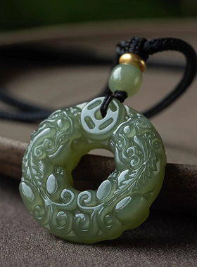 和田玉貔貅平安扣吊坠招财转运