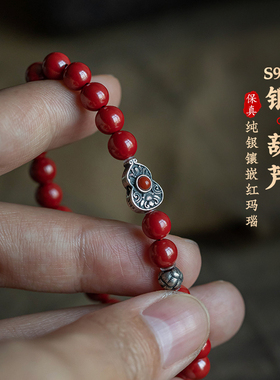 大善堂朱砂纯银手串雕刻福禄葫芦手链马年本命年新款正品男女饰品