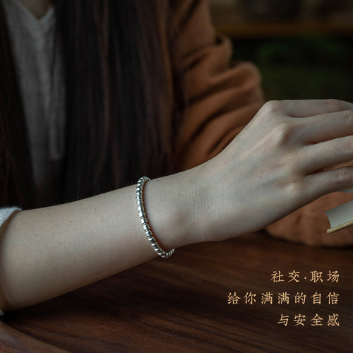 大善堂古法足银老型珠手链纯银女款手串轻奢女银饰本命年女士礼物 - 图0