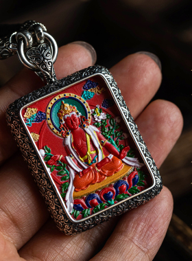 重工纯银藏式唐卡吊坠