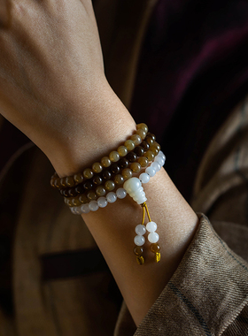 多彩和田玉多圈手串叠戴手链