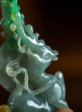 孤品【翡翠.双鹿献瑞】桌面家居客厅高档摆件收藏级礼物 一物一证