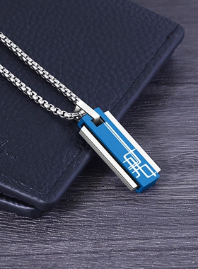 方形几何男士项链钛钢不掉色