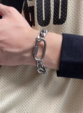 登山扣古巴拼接手链钛钢不掉色