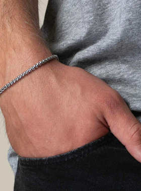 双层叠戴黑铁石弹力手串手链