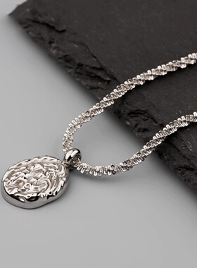 简约百搭波光粼粼纹理吊坠项链