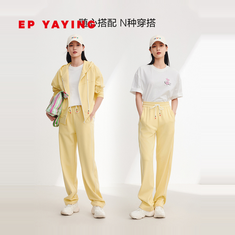 EP YAYING雅莹女装空气层能量运动抽绳直筒裤 2024夏装新款6448A-图3