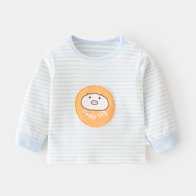 Spring and autumn long-sleeved pure cotton round-neck autumn T-shirt