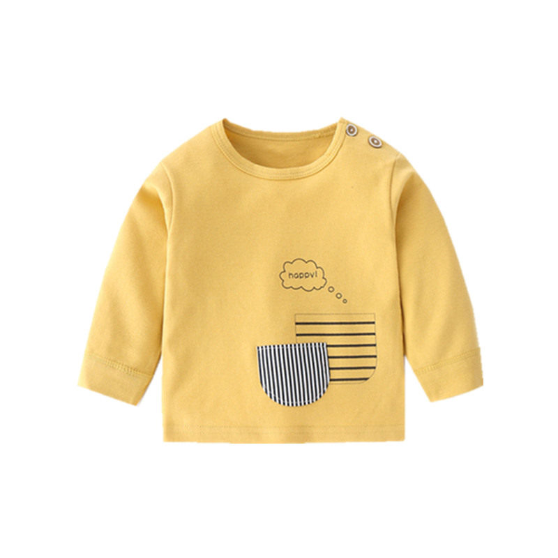 Spring and autumn long-sleeved pure cotton round-neck autumn T-shirt