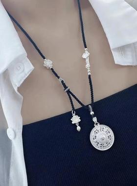 女足银999幸运新中式国风毛衣链