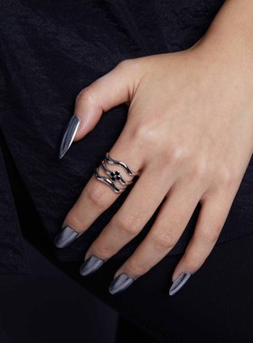 tmajor系列多层曲线花朵开口戒指