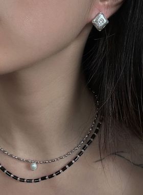 T.MAJOR黑玛瑙白水晶短项链