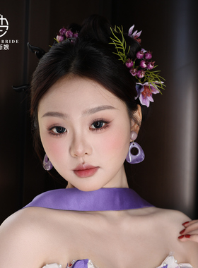 新款紫色仿真花朵发夹森系新娘结婚造型头饰旅拍跟妆配饰发饰女