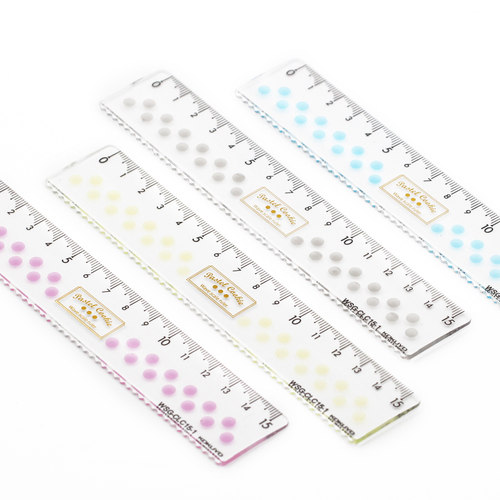 日本国誉透明直尺15cm/20cm淡彩曲奇小学生用文具制图带波浪尺子 - 图2