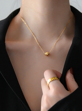 18K彩金转运珠项链女AU750玫瑰金