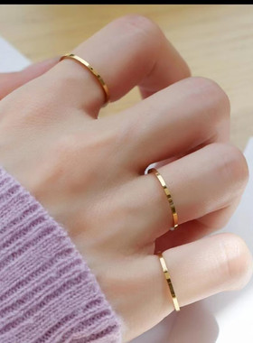 18K金光面戒指AU750玫瑰金