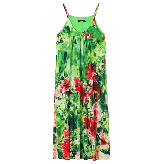 Extra long beach printed suspender dress for vacation