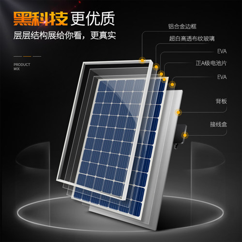 单晶太阳能发电板12V24V监控充电板电池家用系统220v光伏户外组件 - 图2
